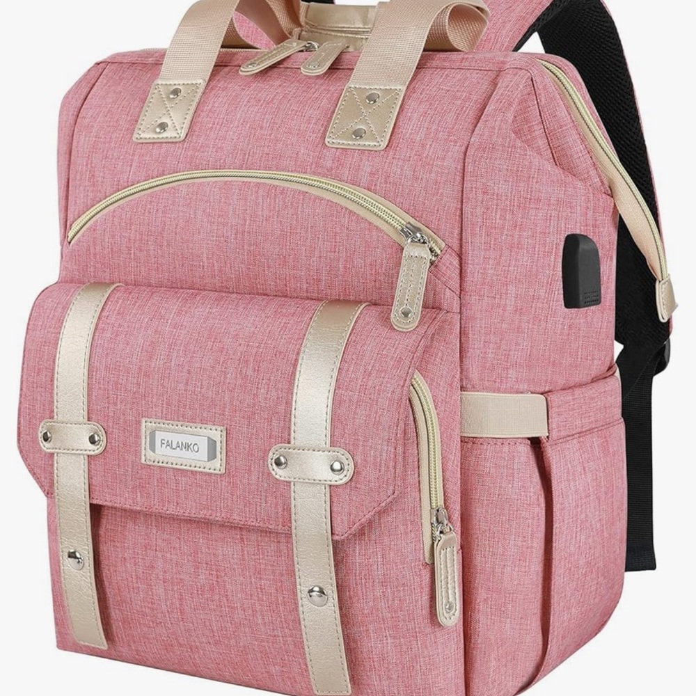 Stylish Pink and Cream Travel Bag with USB Port